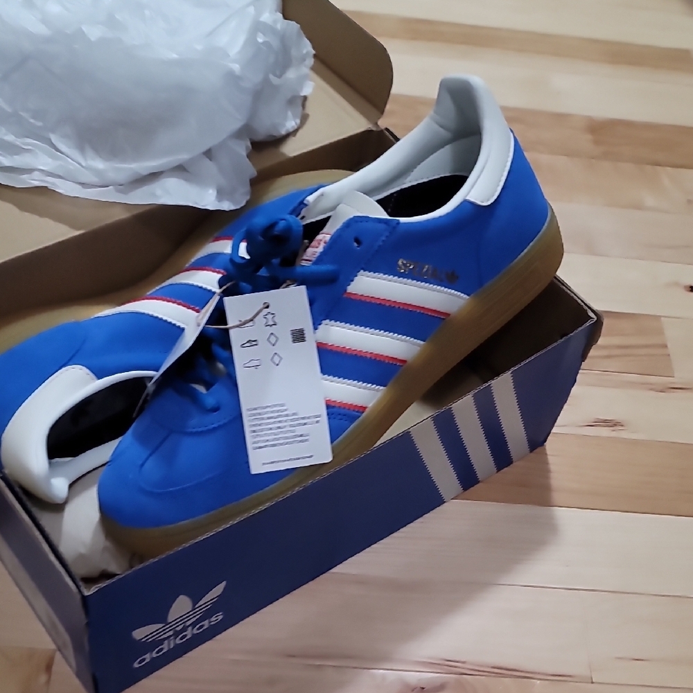 Adidas Blue Sneakers with White Stripes